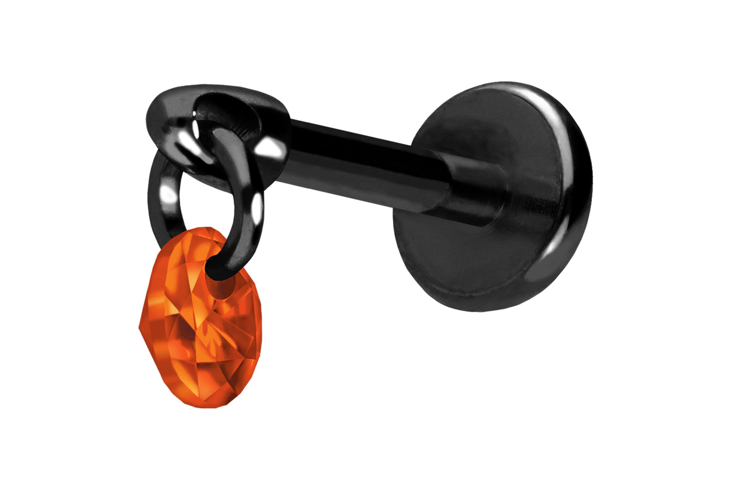 Titan Labret Piercing mit Push Fit RUNDER KRISTALL